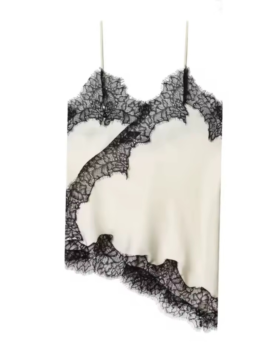 New Ivory Satin Lace Trim Slip Cami